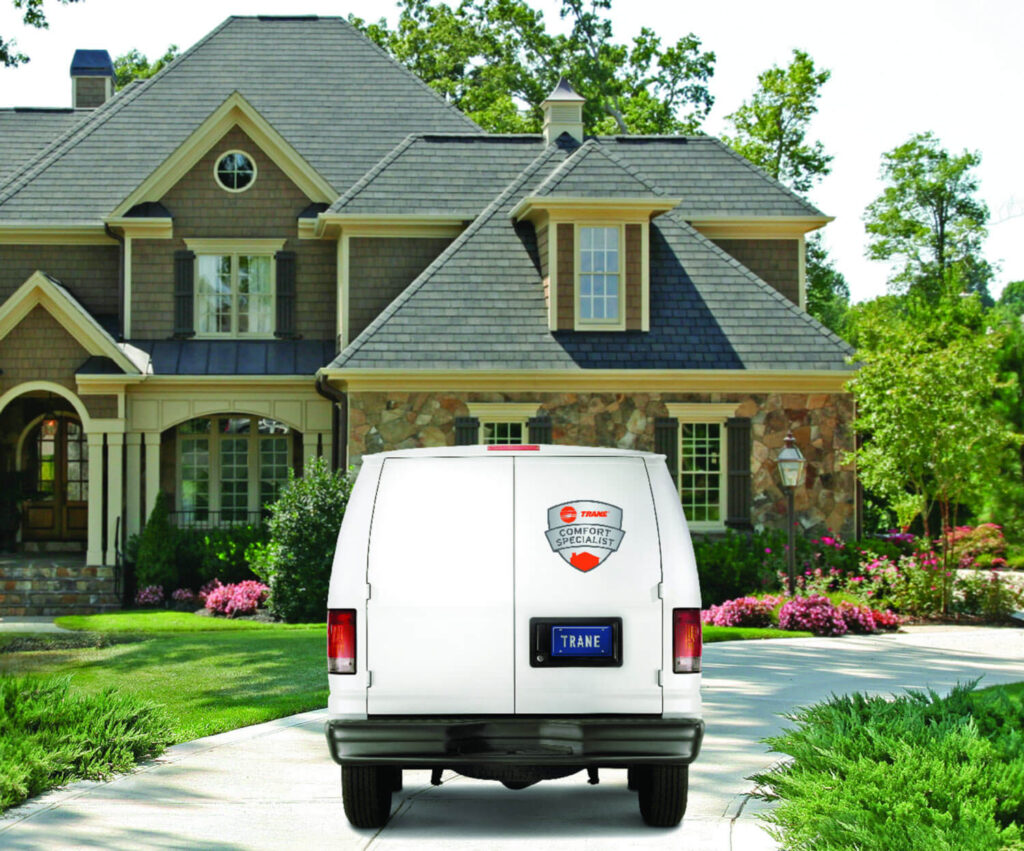 Trane van pulling up to home
